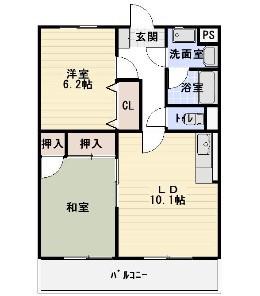 アイリス(2LDK/1階)の間取り写真