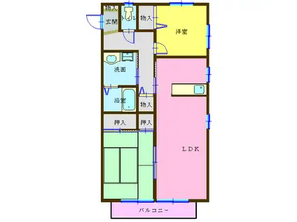 リバティハイツV(2LDK/1階)の間取り写真