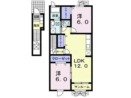 ポコ・ア・ポコ(2LDK/2階)の間取り写真