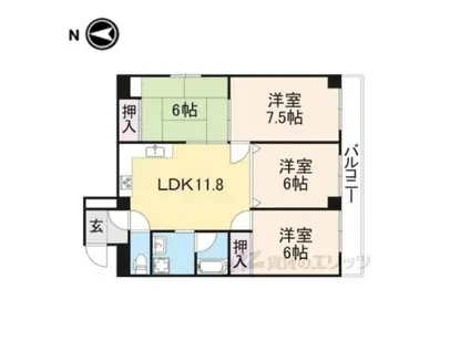 ラサール御所(4LDK/3階)の間取り写真