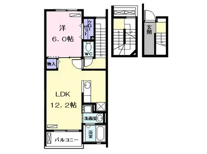 ブランシュシュ(1LDK/3階)の間取り写真
