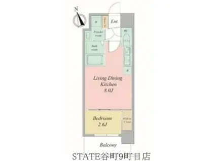 セレニテ夕陽丘エクラ(1K/14階)の間取り写真