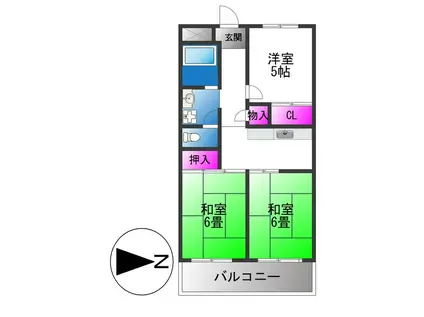 エステマール弥刀(3K/4階)の間取り写真