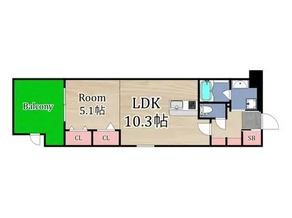 ESTAGEO太子橋(1LDK/1階)の間取り写真