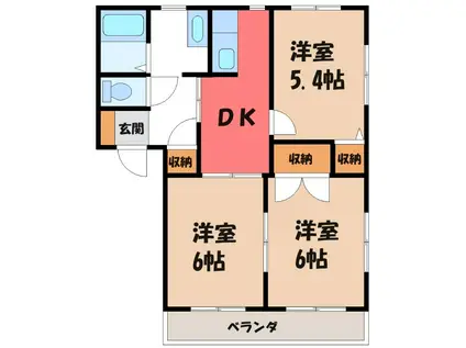 ボナール千吉良C(3DK/2階)の間取り写真