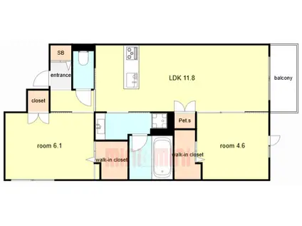 HEBEL MAISON 塚口(2LDK/2階)の間取り写真
