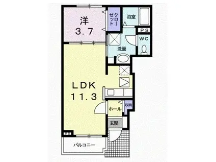 カーサ・ミトモI(1LDK/1階)の間取り写真