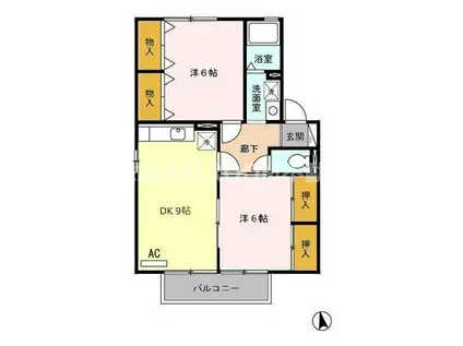 シャルマンコート(2DK/2階)の間取り写真