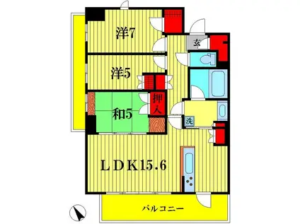 パークホームズ松戸駅前レジデンス1303(3LDK/13階)の間取り写真