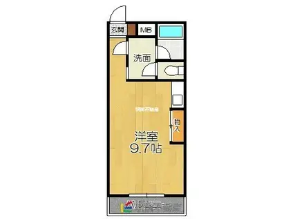 次郎丸ヴィレッタ(ワンルーム/2階)の間取り写真