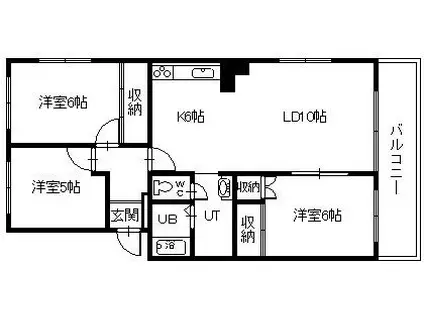 フタバハイツC(3LDK/5階)の間取り写真