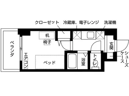 キャンパスヴィレッジ西宮甲東園(ワンルーム/2階)の間取り写真