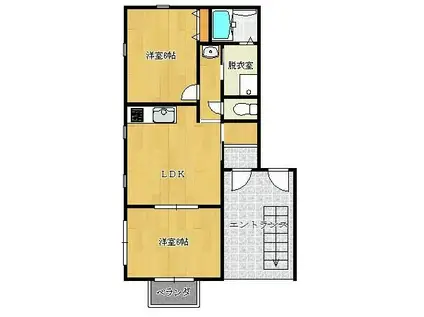 ドーム城阿原(2LDK/2階)の間取り写真
