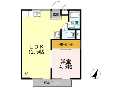 コーポえりか(1LDK/1階)の間取り写真