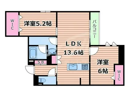 内代レジデンスノース(2LDK/4階)の間取り写真