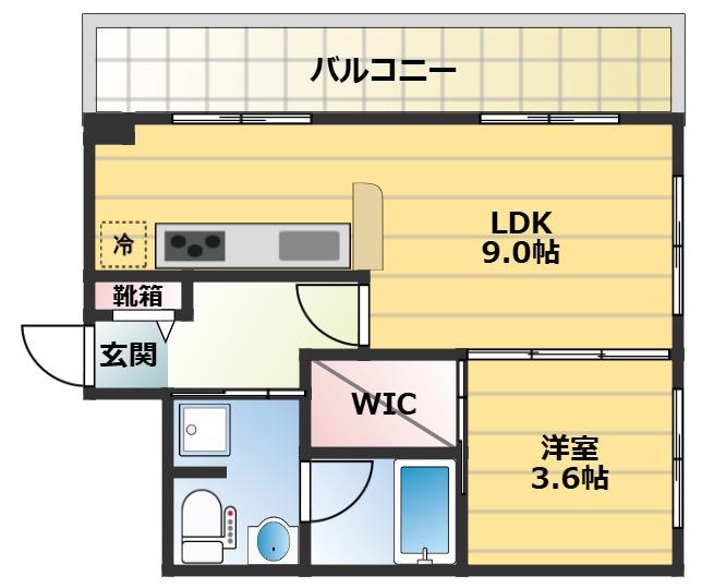甲南第3六甲ハイム(1LDK/3階)の間取り写真