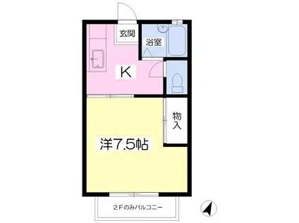 フラッツM(1K/1階)の間取り写真