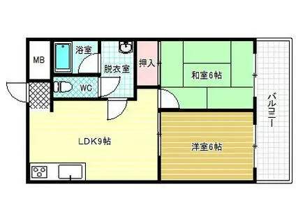 メゾンプレザーント阿保(2LDK/3階)の間取り写真
