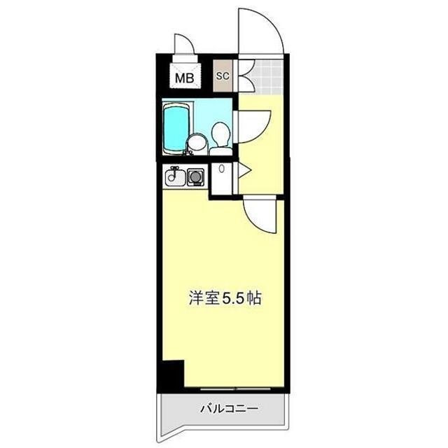 ライオンズプラザ海老名(ワンルーム/6階)の間取り写真