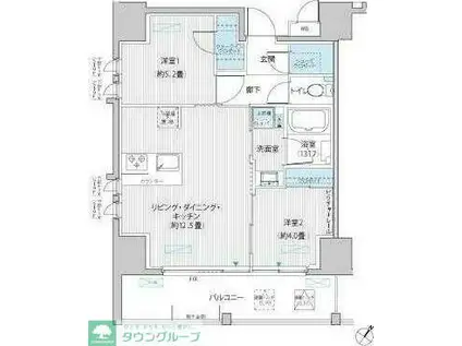 カロータ(2LDK/4階)の間取り写真