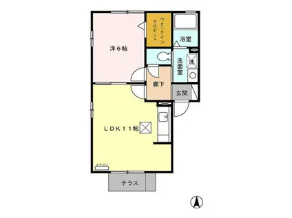 クレール藤江 B棟(1LDK/1階)の間取り写真