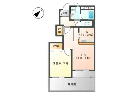 ドミール・ソレイユ(1LDK/1階)の間取り写真