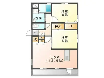 ナチュール(2LDK/3階)の間取り写真