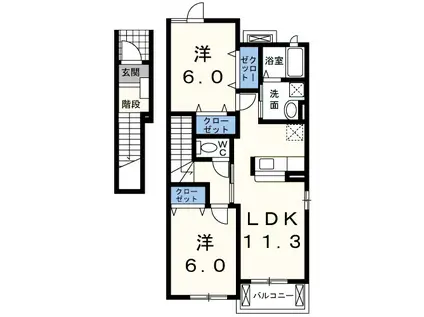 アイリスコート(2LDK/2階)の間取り写真