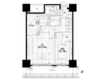 カテリーナ三田タワースイートウエストARK(1LDK/26階)の間取り写真