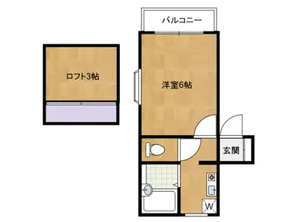 グランモア港ヶ丘2 A棟(1K/2階)の間取り写真