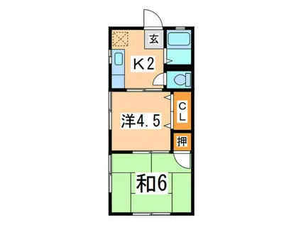 F&Uハイツ(2K/2階)の間取り写真