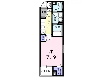 アロッジオ K(1K/3階)の間取り写真