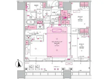 白金ザ・スカイ東棟(2LDK/30階)の間取り写真