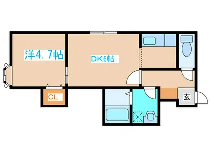 アールズグランデ山鼻(1DK/1階)の間取り写真