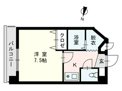 岩保ビル比恵(1K/7階)の間取り写真