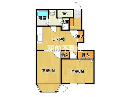 パルテールヒルズB(2DK/1階)の間取り写真