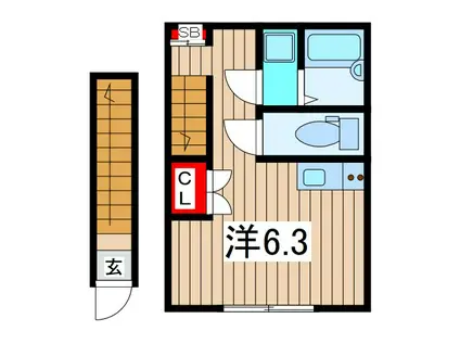 OLIVE TERRACE鳩ヶ谷(ワンルーム/2階)の間取り写真