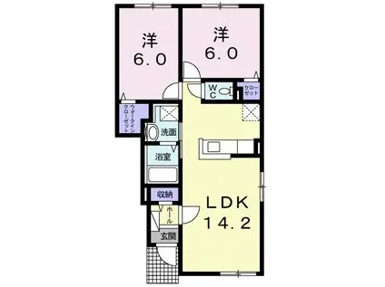 Nシャトーリバティー(2LDK/1階)の間取り写真