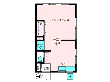 長谷川荘(ワンルーム/2階)の間取り写真