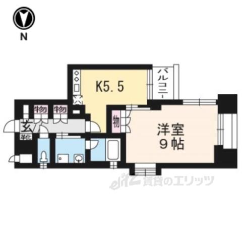 べラジオ富小路(1DK/3階)の間取り写真