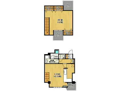 ピア・アピス(1LDK/2階)の間取り写真