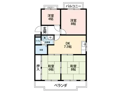 第2グリーンハイツ(4DK/1階)の間取り写真