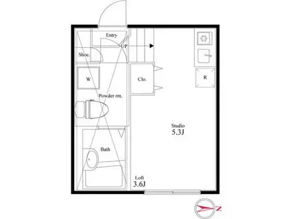 グランコンフォール武蔵小杉(ワンルーム/2階)の間取り写真