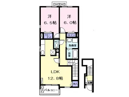 カーサ・プリーマ I(2LDK/2階)の間取り写真
