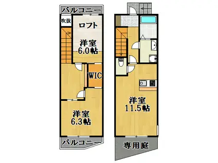 TERRACE逆瀬川(2LDK/1階)の間取り写真