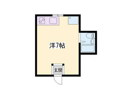 ヒルハイツB棟(1DK/2階)の間取り写真