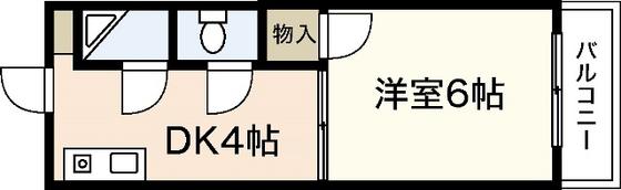 第3野地ビル(1DK/2階)の間取り写真