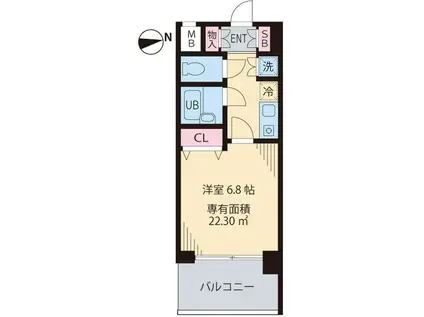 ビイルーム新宿(1K/6階)の間取り写真