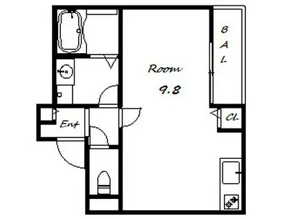 INFINI.S(ワンルーム/2階)の間取り写真