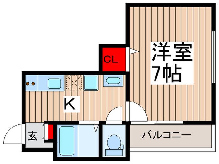 ガーデンヒルズ柳崎(1K/1階)の間取り写真